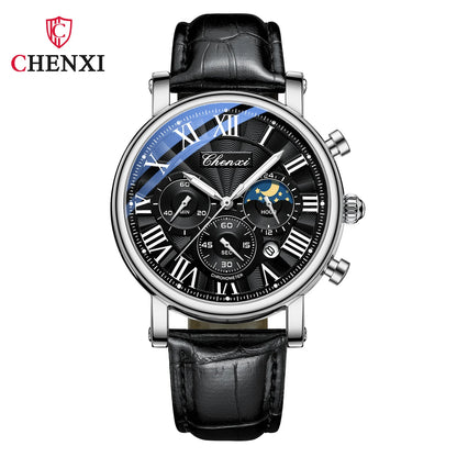 Monarch CHX MoonPhase Classic – Roman Quartz Leather Watch