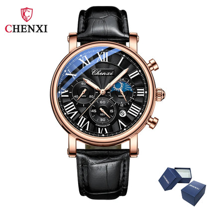 Monarch CHX MoonPhase Classic – Roman Quartz Leather Watch