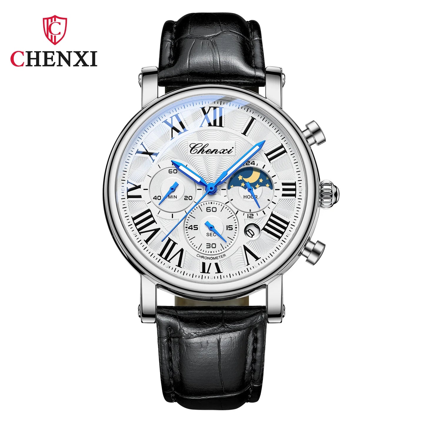 Monarch CHX MoonPhase Classic – Roman Quartz Leather Watch