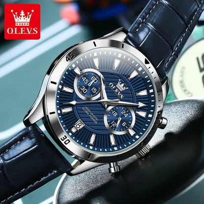 OLEVS Heritage Noir – Classic Quartz Leather Watch