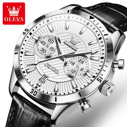 OLEVS Heritage Noir – Classic Quartz Leather Watch