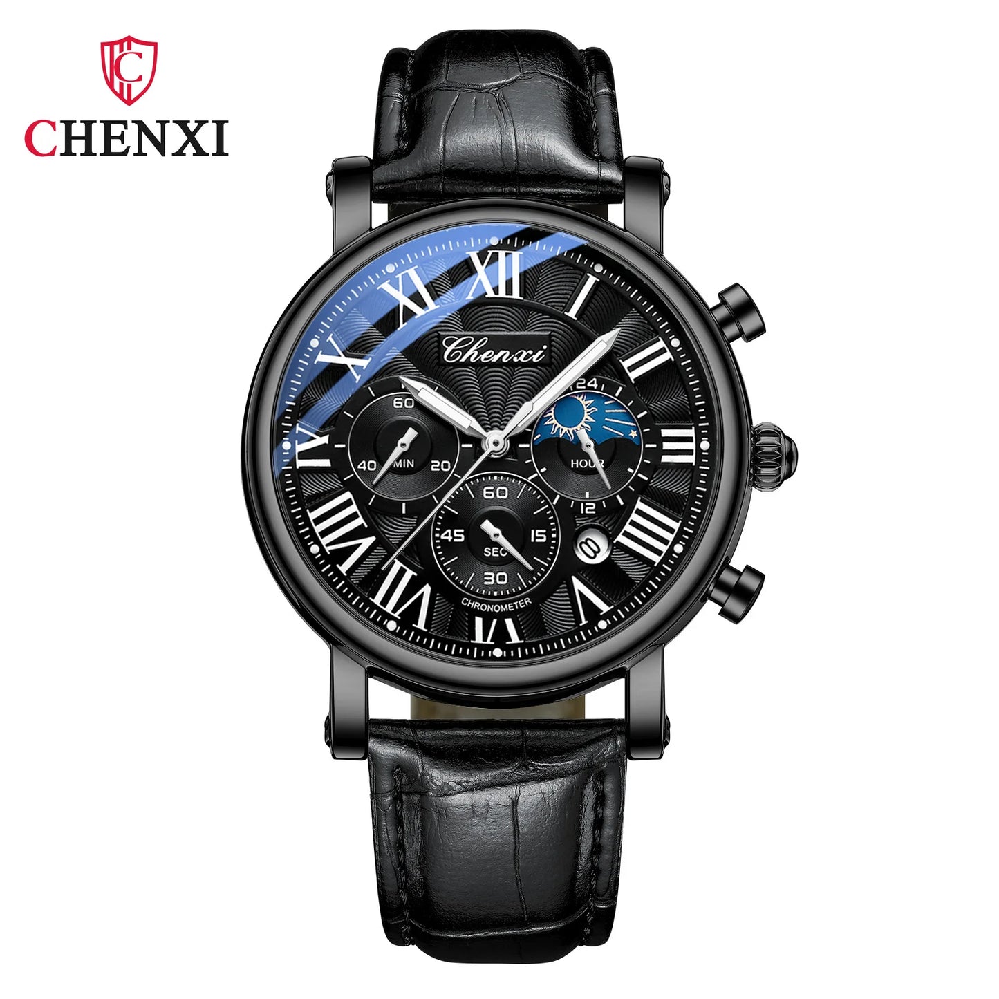 Monarch CHX MoonPhase Classic – Roman Quartz Leather Watch
