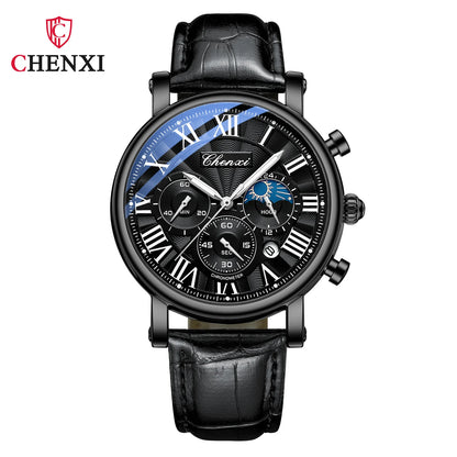Monarch CHX MoonPhase Classic – Roman Quartz Leather Watch
