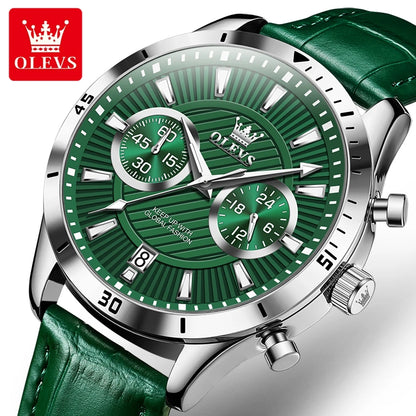 OLEVS Heritage Noir – Classic Quartz Leather Watch