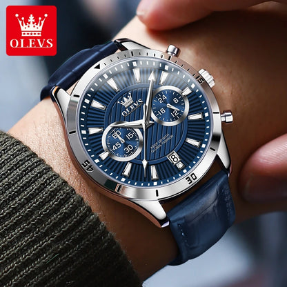 OLEVS Heritage Noir – Classic Quartz Leather Watch