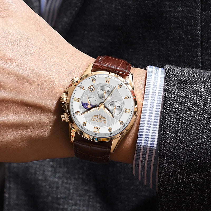 Monarch LIGE LunarChrono – Roman Leather Chronograph