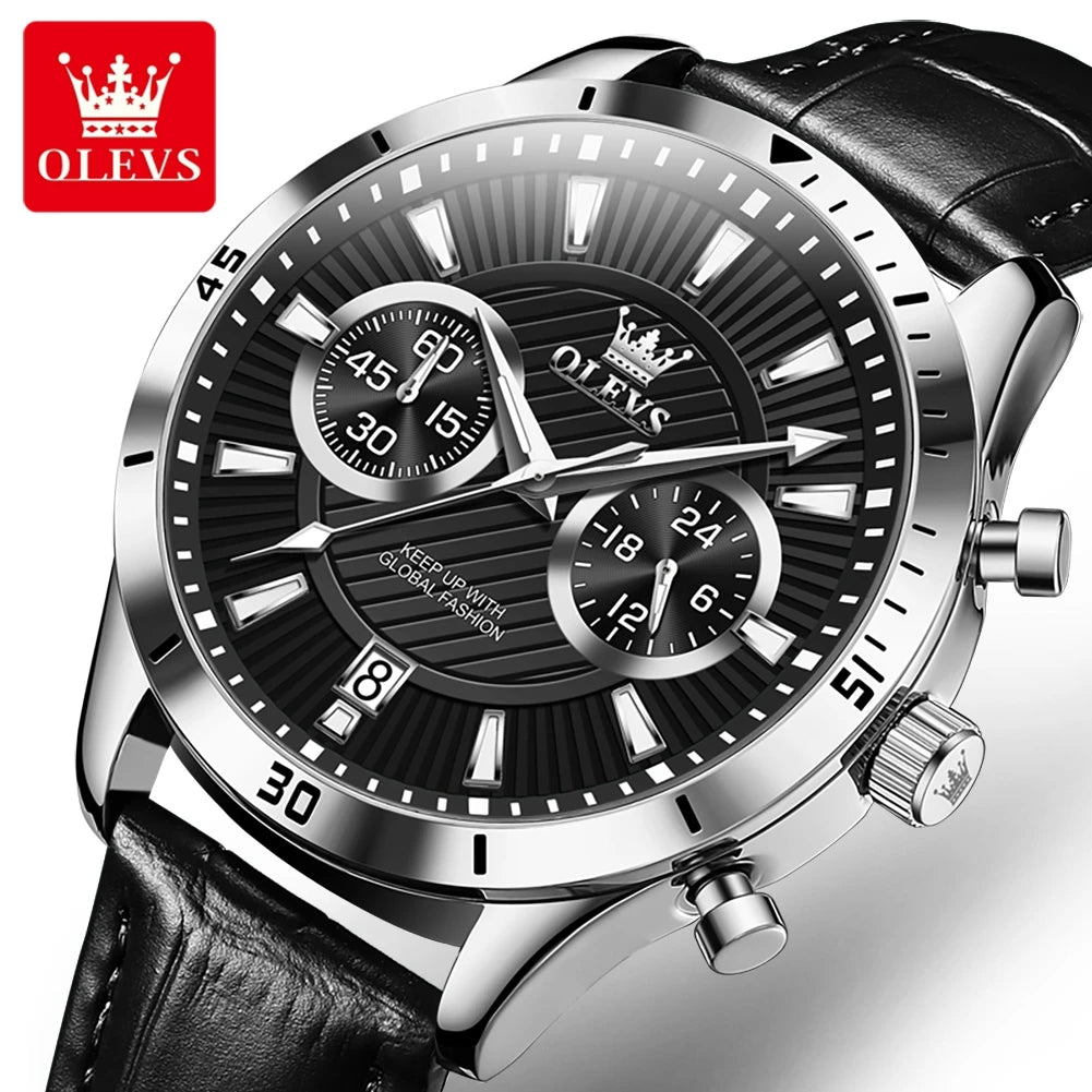 OLEVS Heritage Noir – Classic Quartz Leather Watch