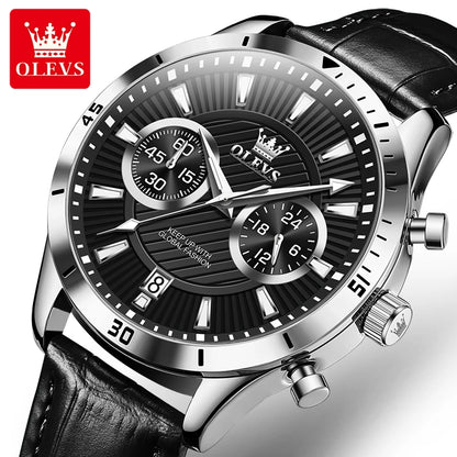 OLEVS Heritage Noir – Classic Quartz Leather Watch